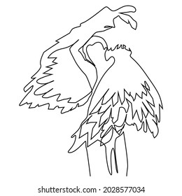 continuous line woman with wings in the shape of an angel dancing of angels
