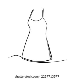 continuous line of woman's dress.one line drawing of dress .line art of woman's dress