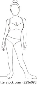 continuous line of women in bikinis in relaxed poses