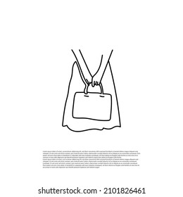 continuous line of women carrying bags.
female style line art vector now.