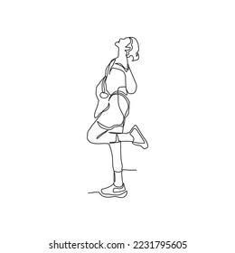 continuous line of women doing sports