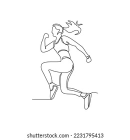 continuous line of women jogging