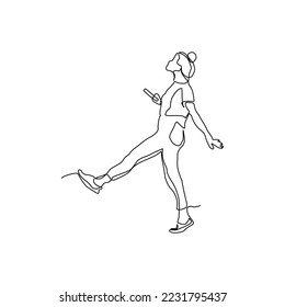 continuous line of women jogging