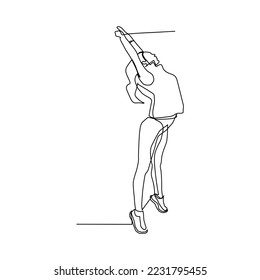 continuous line of women jogging