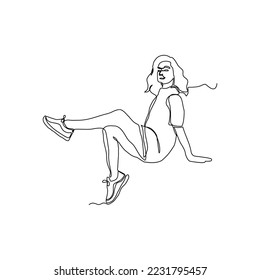 continuous line of women jogging