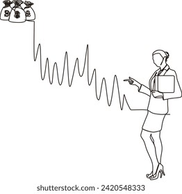 continuous line of women are working in the office financial investments