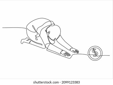 
continuous line of women worshiping dollar bills