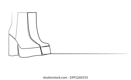 continuous line of women's boots.one line drawing of leather boots for women.singers,artists,public figures.urban woman style line vector illustration.