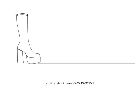 continuous line of women's boots.one line drawing of leather boots for women.singers,artists,public figures.urban woman style line vector illustration.