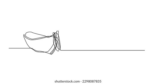 continuous line wooden boat.one line drawing of small wooden boat.single line boat isolated white background