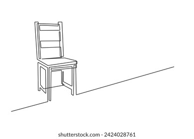 continuous line of wooden chairs.single line of wooden chairs vector.minimalist lines of wooden chairs isolated on white background