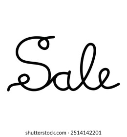 Continuous line word Sale. Discounts on things, profitable purchases in stores, sale. Vector illustration on white background. Eps 10.