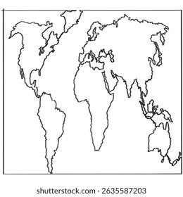  continuous line World map vector. World map sign and symbol. Globe icon