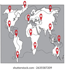  continuous line World map vector. World map sign and symbol. Globe icon