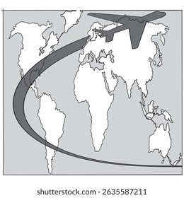  continuous line World map vector. World map sign and symbol. Globe icon