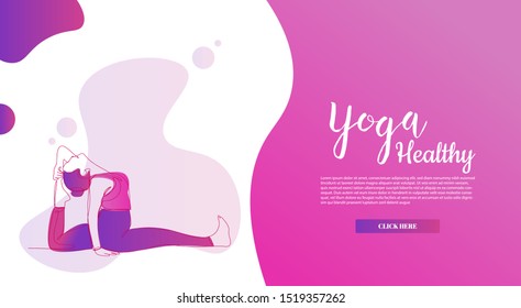 Línea continua de ideas de yoga sobre salud y fitness. para publicidad en Internet.
Marketing influyente, promoción de redes sociales o redes, banner SMM, página de inicio, volante.Ilustración vectorial