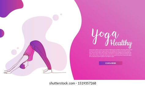 Continuous line yoga ideas about health and fitness. for internet advertisement.
Influencer marketing, social media or network promotion, SMM banner, landing page, flyer.Vector illustration