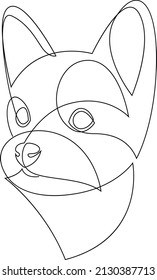 Continuous line Yorkshire Terrier. Single line minimal style dog head vector illustration. Portrait