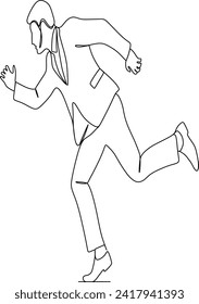 continuous line of young corporate businessmen