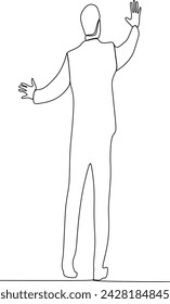 continuous line of a young male office worker
