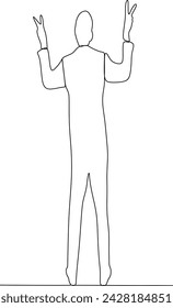 continuous line of a young male office worker