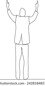 continuous line of a young male office worker