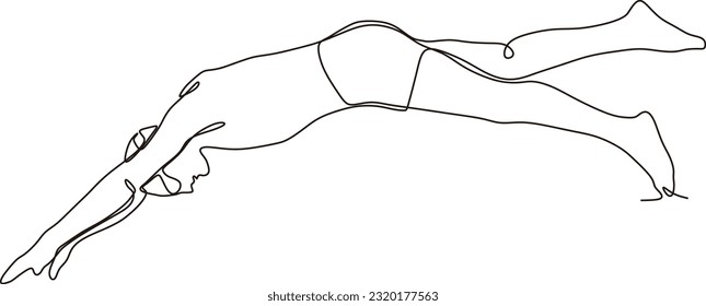 Vector de natación masculino de línea continua. Ilustración vectorial de diseño gráfico de tracción de una línea.