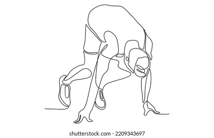 continuous line of young man athlete runner focus sprint run