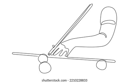 Continuous line of young man playing pool billiards