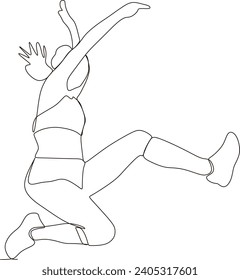 continuous line of young woman exercising