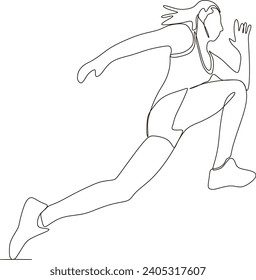 continuous line of young woman exercising