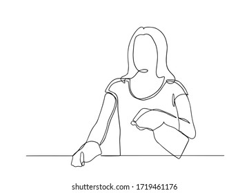 Continuous line young woman with a puffer and a rag in her hands. The concept of cleaning offices and houses. Scribble.continuous single drawn one line woman doing cleaning drawn by hand picture silho