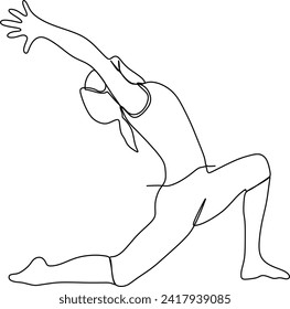 continuous line of young women exercising