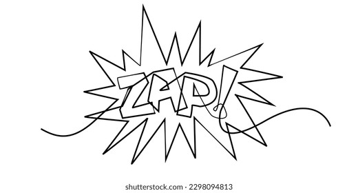Zap Wort für ununterbrochene Linie für Comic, Poster, Bildergeschichte.Zap-Wort für eine einzelne Zeile