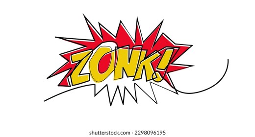continuous line zonk word for comic,poster,picture story.single line zonk word