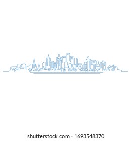 Continuous linear, city skyline. Minimalistic illustration