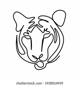 Continuous linear drawing of the 2022 tiger symbol for poster, brochure, banner, invitation card, vector illustration isolated on a white background.