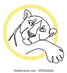 Continuous linear drawing of the 2022 tiger symbol for poster, brochure, banner, invitation card, vector illustration isolated on a white background.