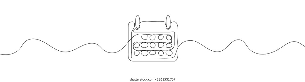 Continuous linear drawing of calendar. Single line drawing of calendar. Vector illustration.