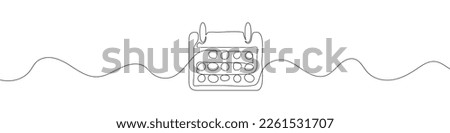 Continuous linear drawing of calendar. Single line drawing of calendar. Vector illustration.