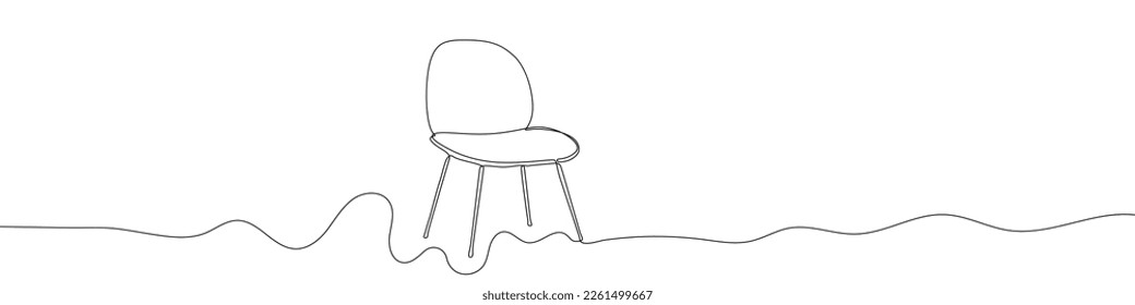 Continuous linear drawing of chair. Single line drawing of chair. Vector illustration. Line art of stool