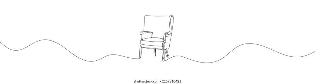 Continuous linear drawing of chair. Single line drawing of chair. Vector illustration. Line art of stool