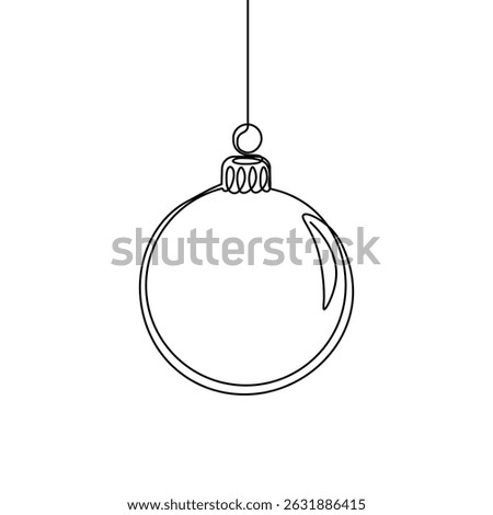 Continuous linear drawing of Christmas baubles isolated on transparent background. One line drawing of Christmas ball. Vector illustration. Editable stroke.
