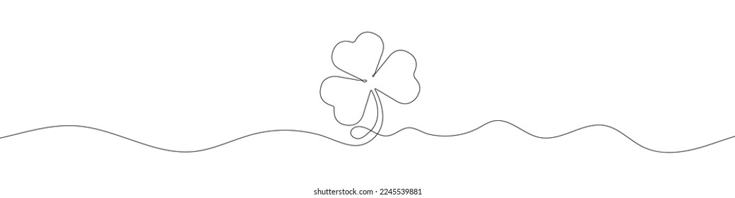 Continuous linear drawing of clover leaves. One line drawing background. Vector illustration. Linear drawing image of saint patrick clover leaf