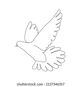 Continuous linear drawing of a dove, a symbol of love and peace. Vector illustration.