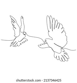 Dibujo lineal continuo de una paloma, un símbolo de amor y paz. Ilustración del vector