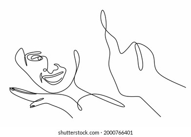 Dibujo lineal continuo de una cara femenina y una cara masculina para un afiche, folleto, pancarta, estampado de camisetas, iluminación de luz, ilustración vectorial aislada en un fondo blanco. El concepto de amor