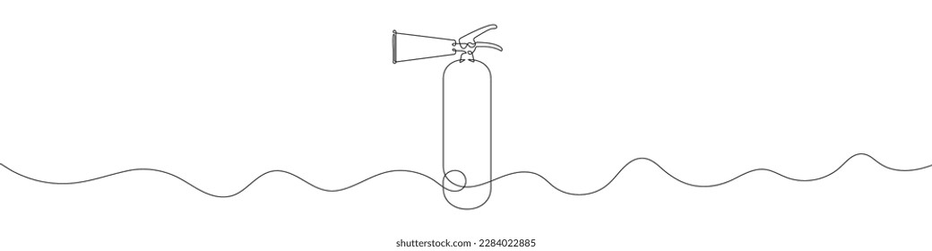 Continuous linear drawing of a fire extinguisher. Single line drawing of a fire extinguisher. Vector illustration. Line art of fire extinguisher