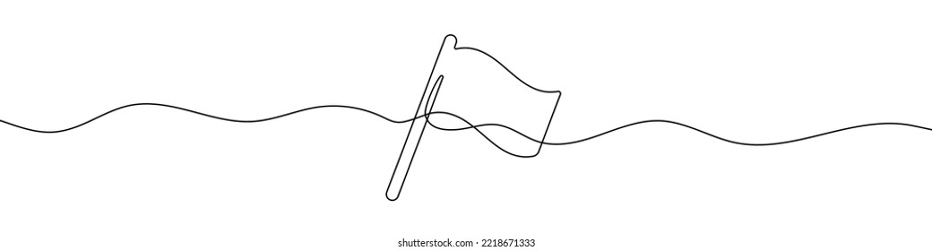 Continuous linear drawing of flag. Flag icon. One line drawn background. Vector illustration. Abstract linear background