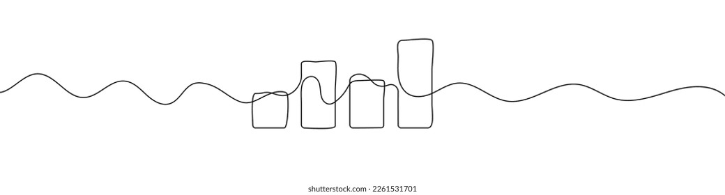 Dibujo lineal continuo del gráfico de crecimiento. Ilustración vectorial. Gráfico de negocios